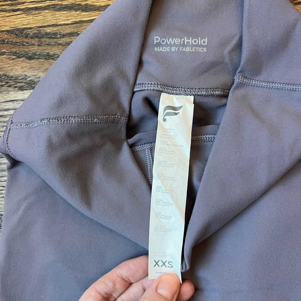 Fabletics PowerHold Leggings in Purple/Gray